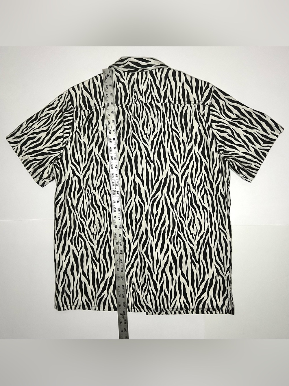 R13 Tony Shirt Black & White Zebra Button-Down with Yellow Leopard Chest Pocket - Picture 5 of 13
